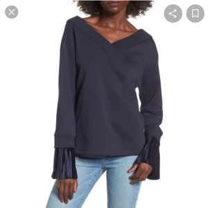 J.O.A. Sweatshirt sweater vneck velvet sleeve top